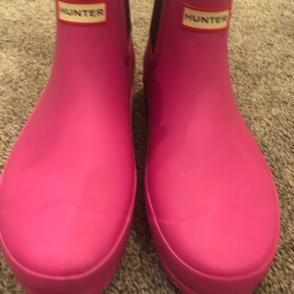 Hunter Pink Girls Ankle Rain Boots